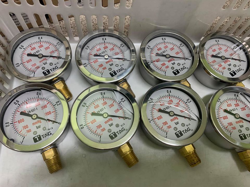 TAG Technology Pressure Gauge ( vacuum gauge ) เกจวัดสูญญากาศ    2 1/2″ เกจแบบมีน้ำมัน เกลียวทองเหลือง เกลียว 1/4″ npt